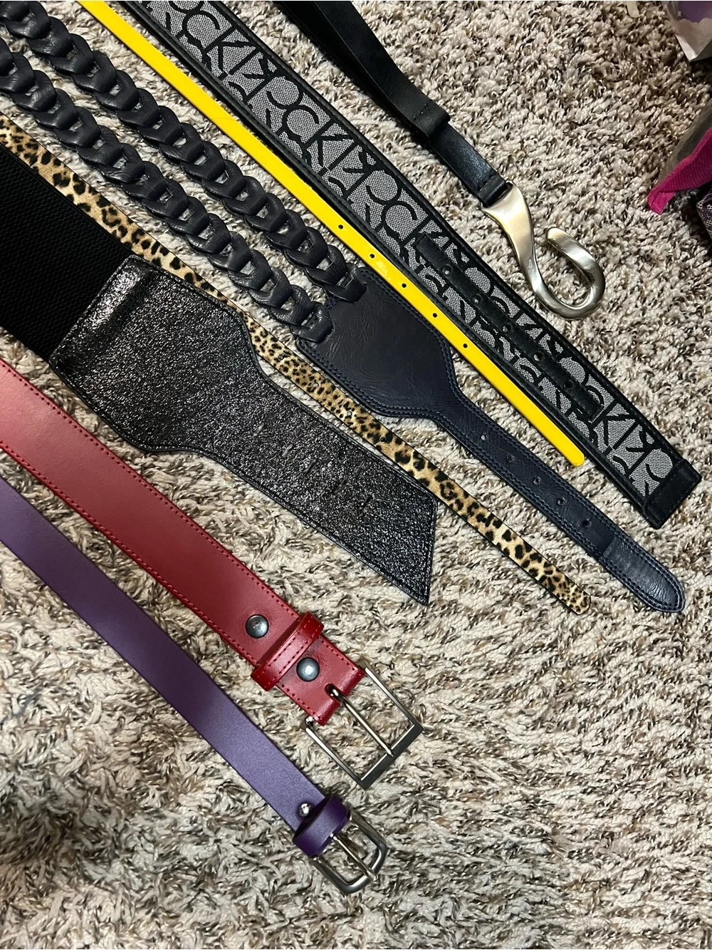 Bundle belt. 3 of them are genuine leather (red, purple and the black)